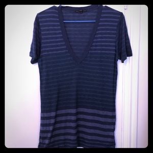 Deep V-neck striped shirt